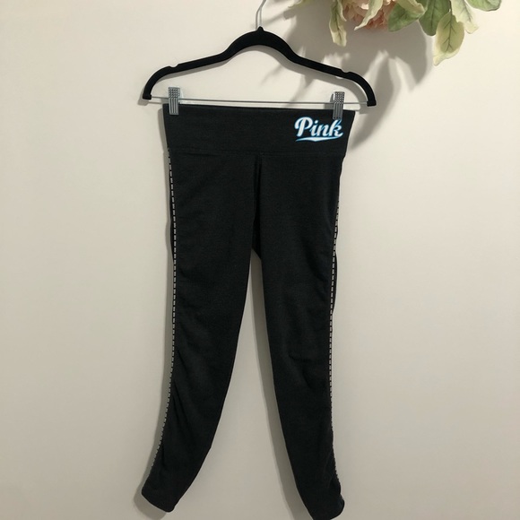 PINK cotton yoga leggings -  w pink logo trim - Picture 10 of 11